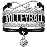 Volleyball Bracelets For Girls- Ideal Volleyball Gifts & Souvenirs. Adjustable Charm Bracelet with Moveable Letters, Infinity Symbol & Silver Volleyball Charm. Fashionable Bracelets by SportyBella.
