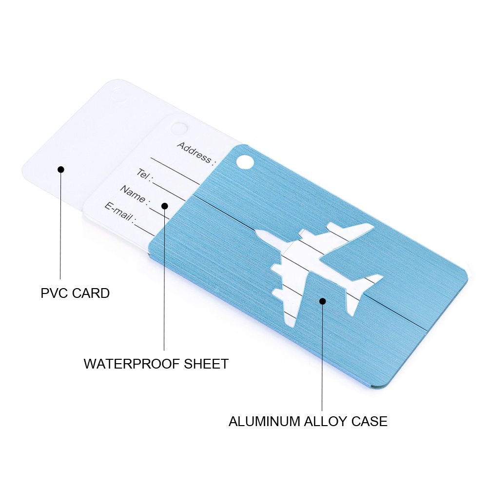 Aluminum Luggage & Suitcase Tags Travel ID Identification Labels Set For Bags -5 pack