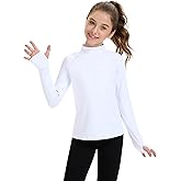 HASMES Girls Long Sleeve Shirt Kids Turtleneck Athletic T-Shirt Sports Activewear Yoga for Teens(Age 7-14)
