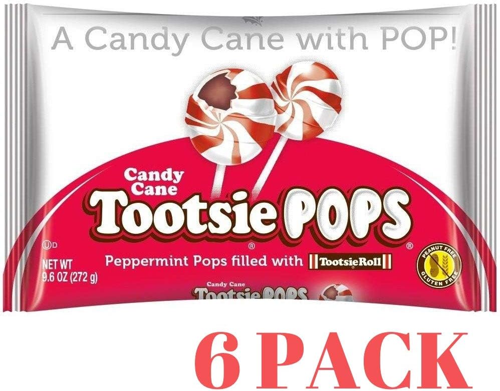 Candy Cane Tootsie Pops 9.6 Oz. Bags (Pack Of 6)