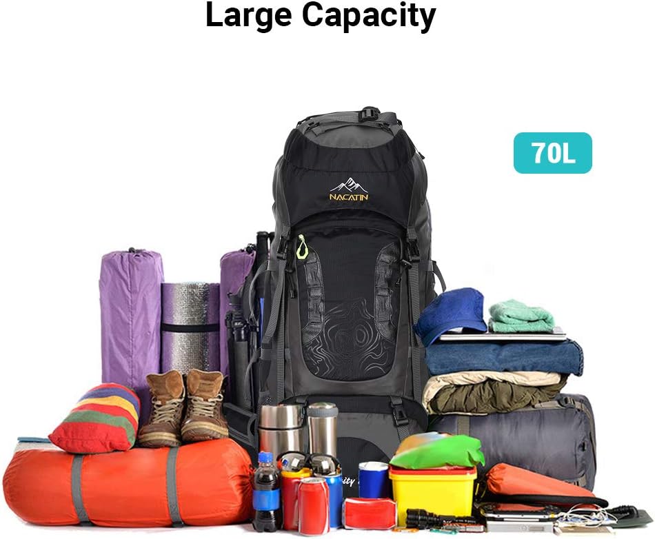 NACATIN Internal Frame 70L Backpack Water-Resistant Hiking Daypack Backpacks : Sports & Outdoors