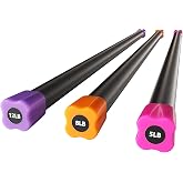 Signature Fitness Total Body Workout and Exercise Weighted Bar with Padded Grip Handle and Steel Core for Fitness and Recreation, Multiple Colors and Sizes, 3 Pack