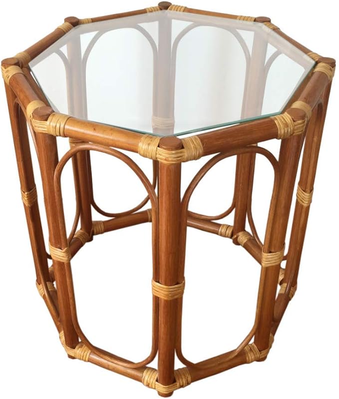 Natural Rattan Wicker Handmade Octagonal Small Coffee Table