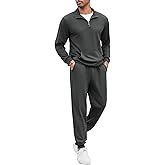 COOFANDY Men's Tracksuit 2 Piece Quarter Zip Sweatsuit Sets Casual Athletic Running Jogging Suits