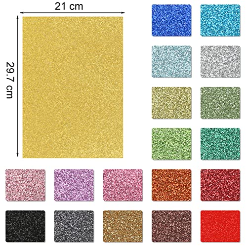 VGOODALL A4 Glitter Craft Paper, 10 Assorted Colors 20 Sheets Sparkle Cardstock Papers 250gsm Shiny Glitter Cards for Cricut Maker for DIY Crafts Gift Wrapping Scrapbook Decorations