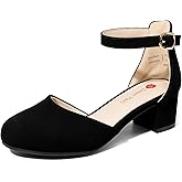 DREAM PAIRS Girls Dress Shoes Closed Toe High Heels Ankle Strap Toddler Little Big Kid Wedding Flower Party Pump