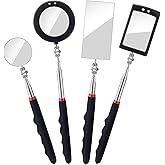 KABUDA 4PCS Telescoping Inspection Mirror LED Lighted Inspection Mirror for Mechanic Checking Vehicle, Car, Eyelashes, Mouth,