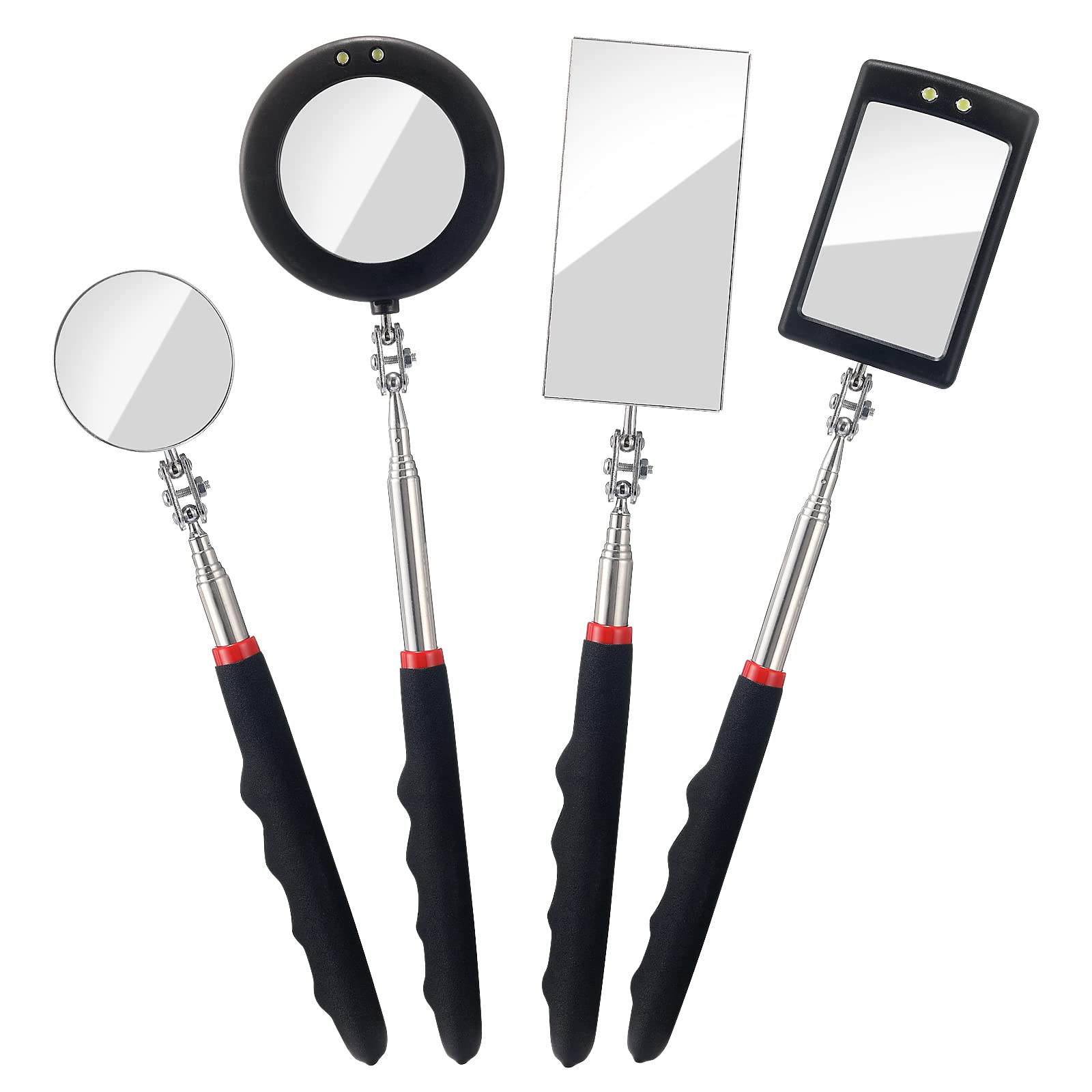KABUDA 4PCS Telescoping Inspection Mirror LED