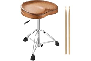 UPELLA Saddle Drum Stool, Heavy Duty Hydraulic Drum Throne, Ergonomic Memory Foam Drum Seat, Adjustable Drum Chair Anti-Slip 