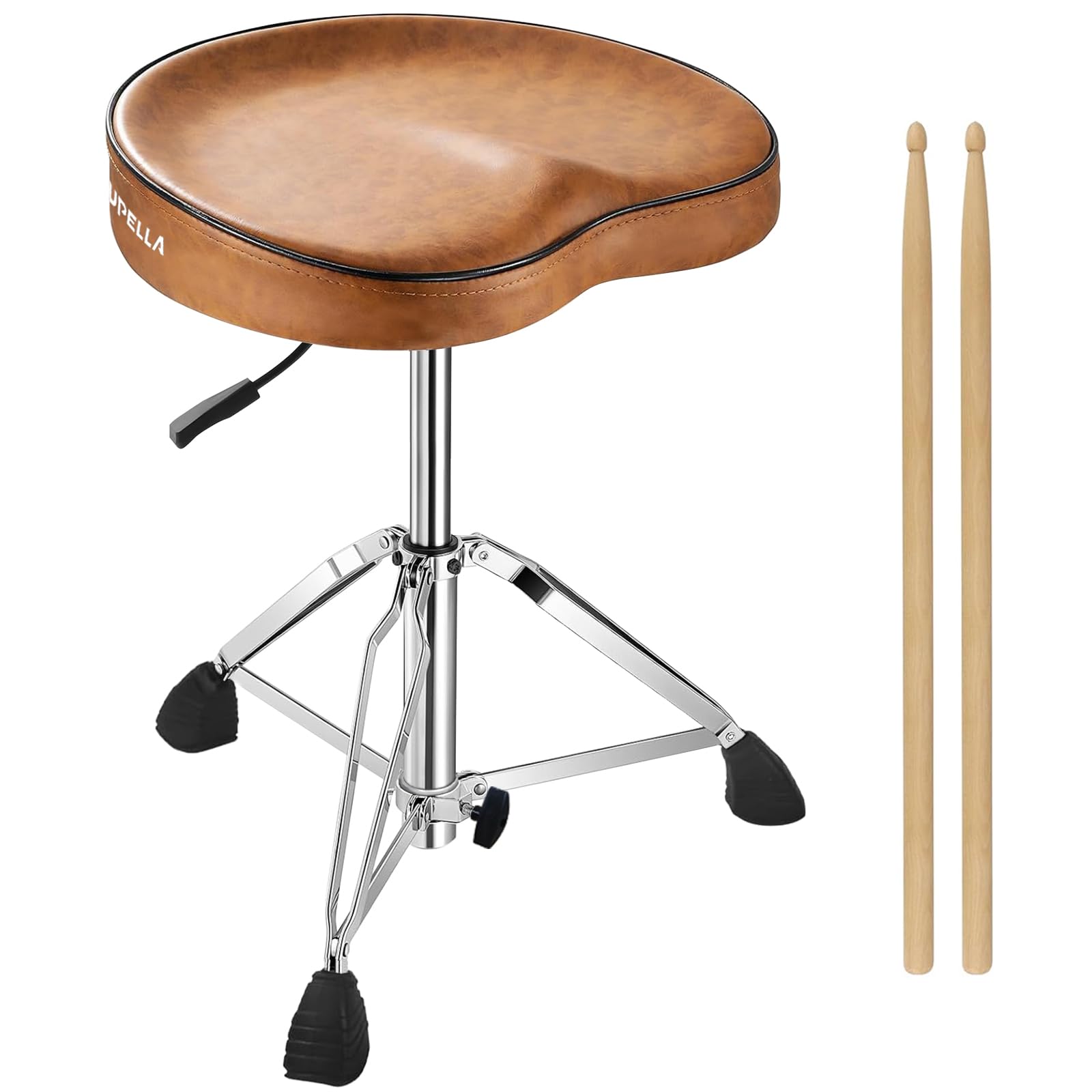 Photo 1 of UPELLA Saddle Drum Stool, Heavy Duty Hydraulic Drum Throne, Ergonomic Memory Foam Drum Seat, Adjustable Drum Chair Anti-Slip Base, Drum Saddle Bench for Drummers(Brown)