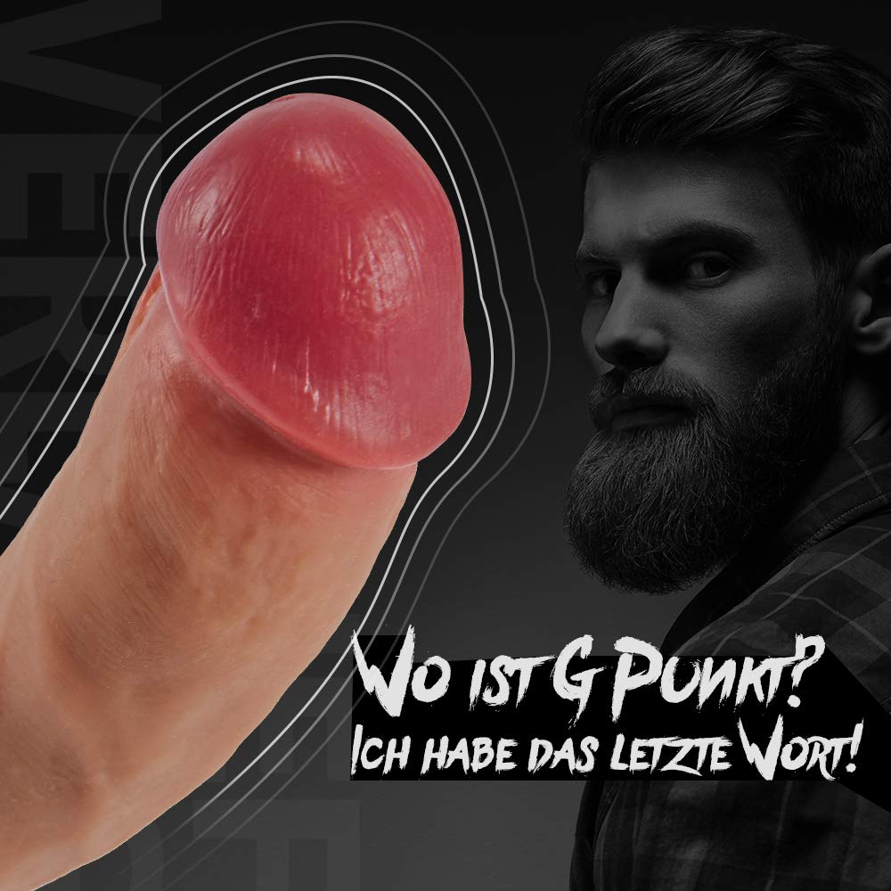 Realistischer Dildo mit Starken Saugnapf, Real Dong Stabiler Mann Penis Nachbildung, Sexspielzeug für Frauen Silikon Dildo Soft