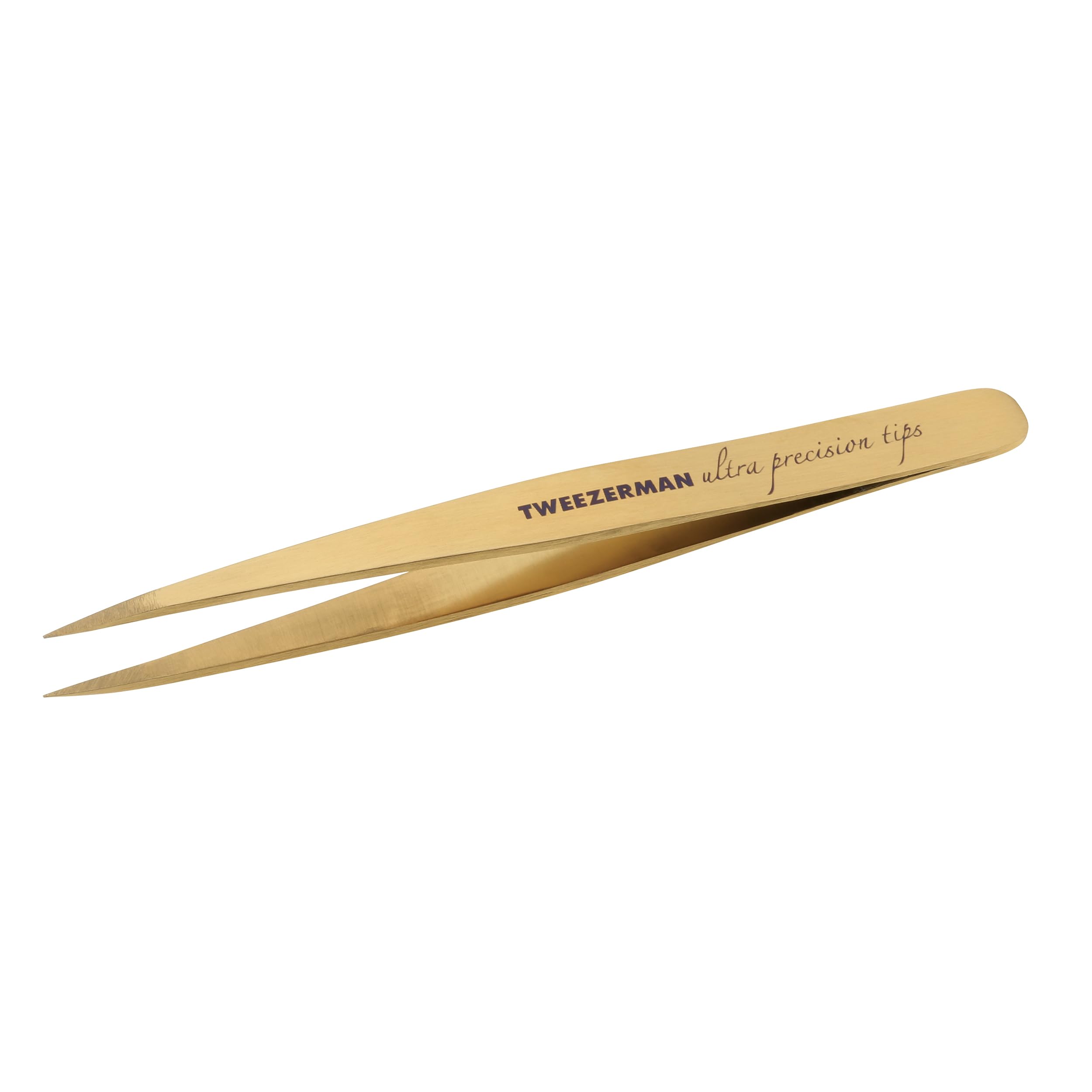 TWEEZERMAN Pointed Tweezers (Hand-Ground Tips, Eyebrows Plucking, Removing Splitters, Stainless Steel), Gold