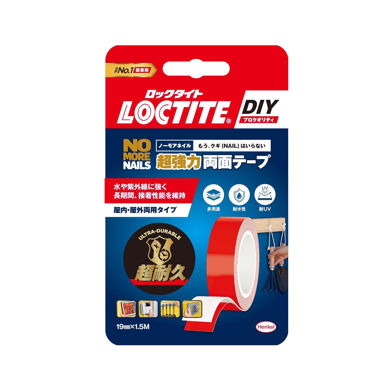LOCTITE(ロックタイト) ノー・モア・ネイル 超強力両面テープ 19mm x 1.5M - 釘やネジが使えない場所に ノーモアネイル商品画像