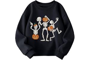 AQYLXLHH Toddler Halloween Sweatshirt Boys Girls Pumpkin Ghost Dinosaur Graphic Tees Kids Long Sleeve Outfit Tops 2-7t