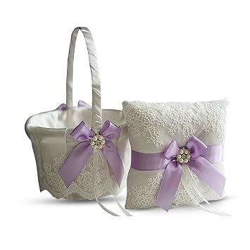 Lace Bearer Pillow Ivory Plum Wedding Flower Lace Ring Bearer Girl