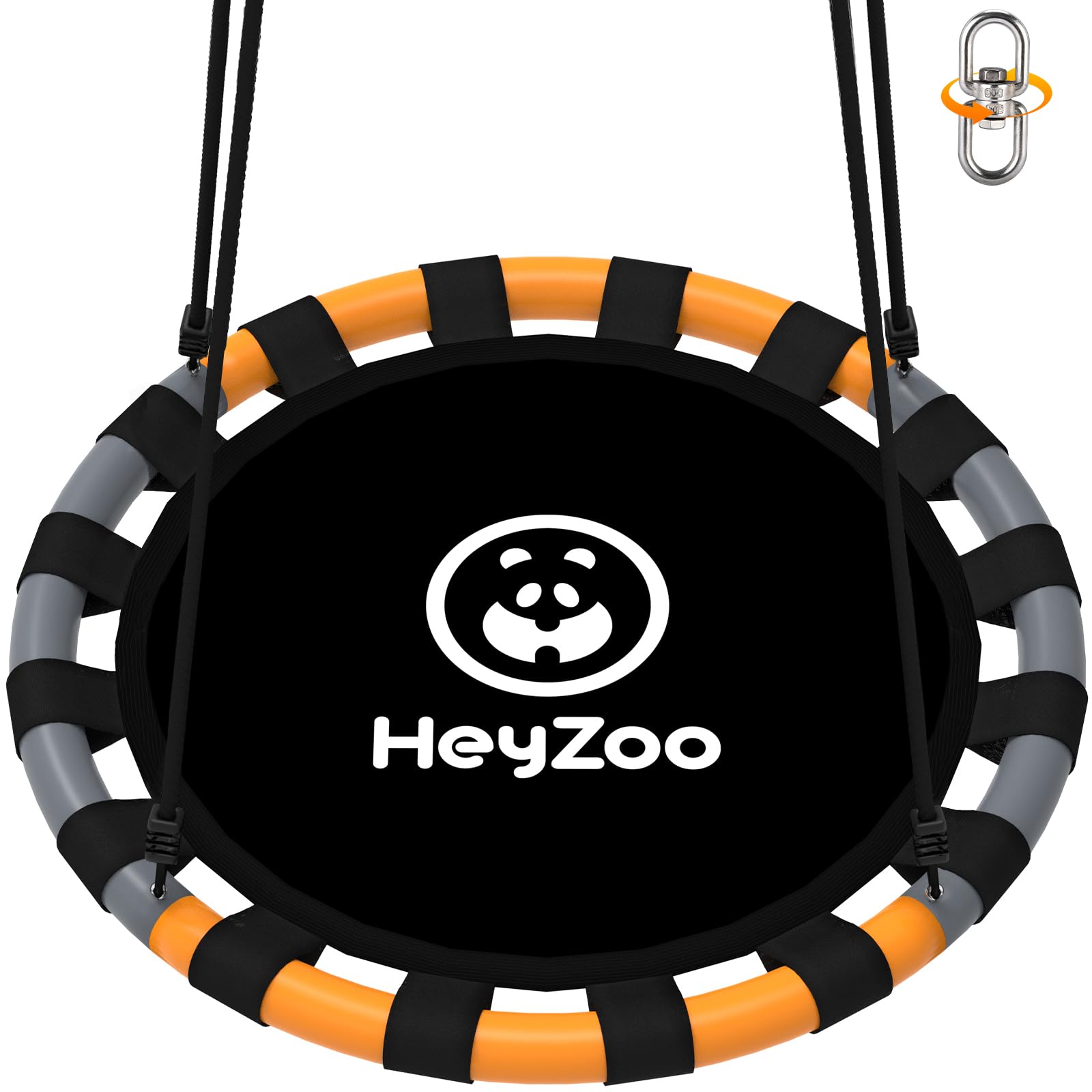 Photo 1 of HeyZoo Saucer Swing, 24 Inch Swing Sets for Backyard and Outdoor Playground, 900lbs Weight Capacity, with 360 Degree Swivel, Gifts for Kids, Grey and Orange