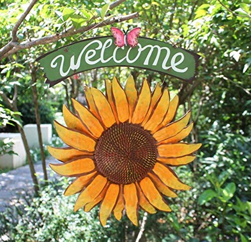 Grace Home Metal Vintage Hanging Flower Welcome Sign Door Decor (15" x 12") - Thumbnail 7
