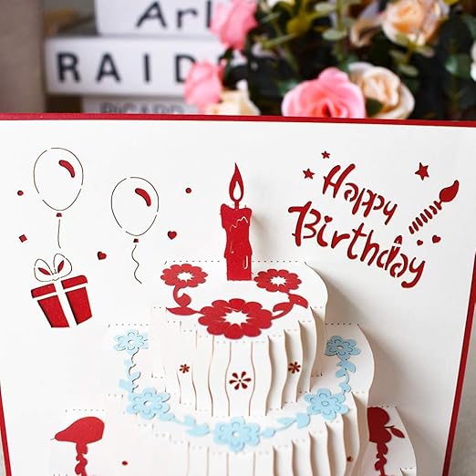 Maison Red Robot Joyeux Anniversaire 3d Papier Dazzle Carte De Vœux Paillettes Fini Fetes Occasions Speciales