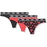 HUGO womens 3-pack Repeat Logo Cotton Stretch Thongs