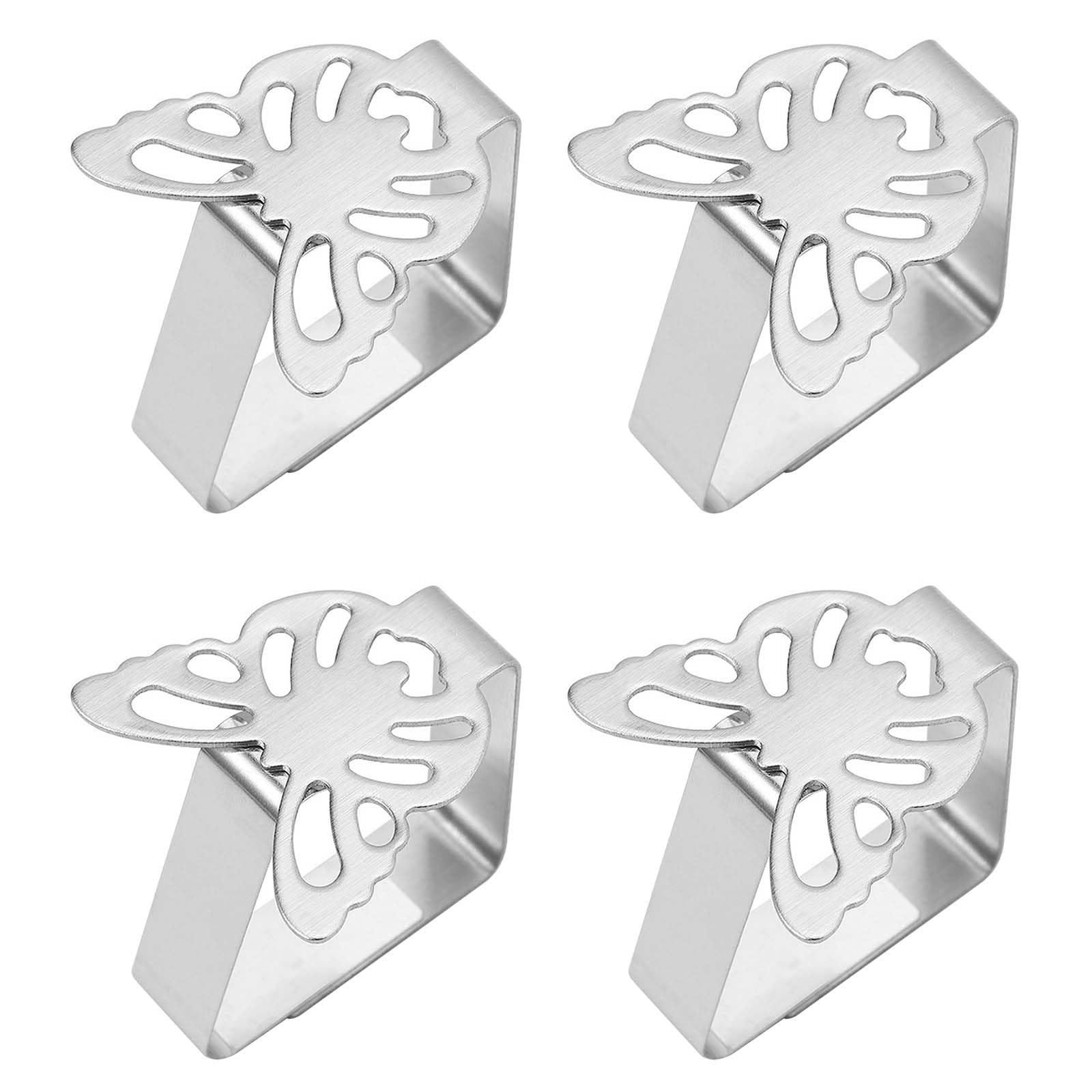 Outdoor Table Clips 4 Pack Table Cloth Cover Clamps Stainless Steel Picnic Tablecloth Clips, Tablecloth Holder Clip Anti-slip Decorative Cover Clamp for Restaurant Camping Wedding Party Dinner (B)