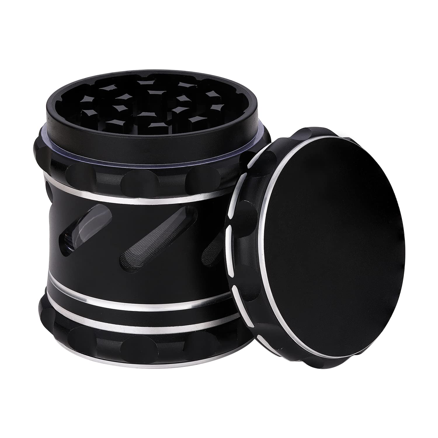 Spespo Herb Grinder,Large Size Aluminum Metal Grinder for Dry Herb,4 Piece 63mm/2.5inch Spice Grinder(Black)