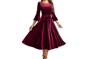 HomRain Women's Velvet Dress Long Sleeve Velvet Wedding Guest Dress Velvet Dresse for Women Cocktail Evening Party