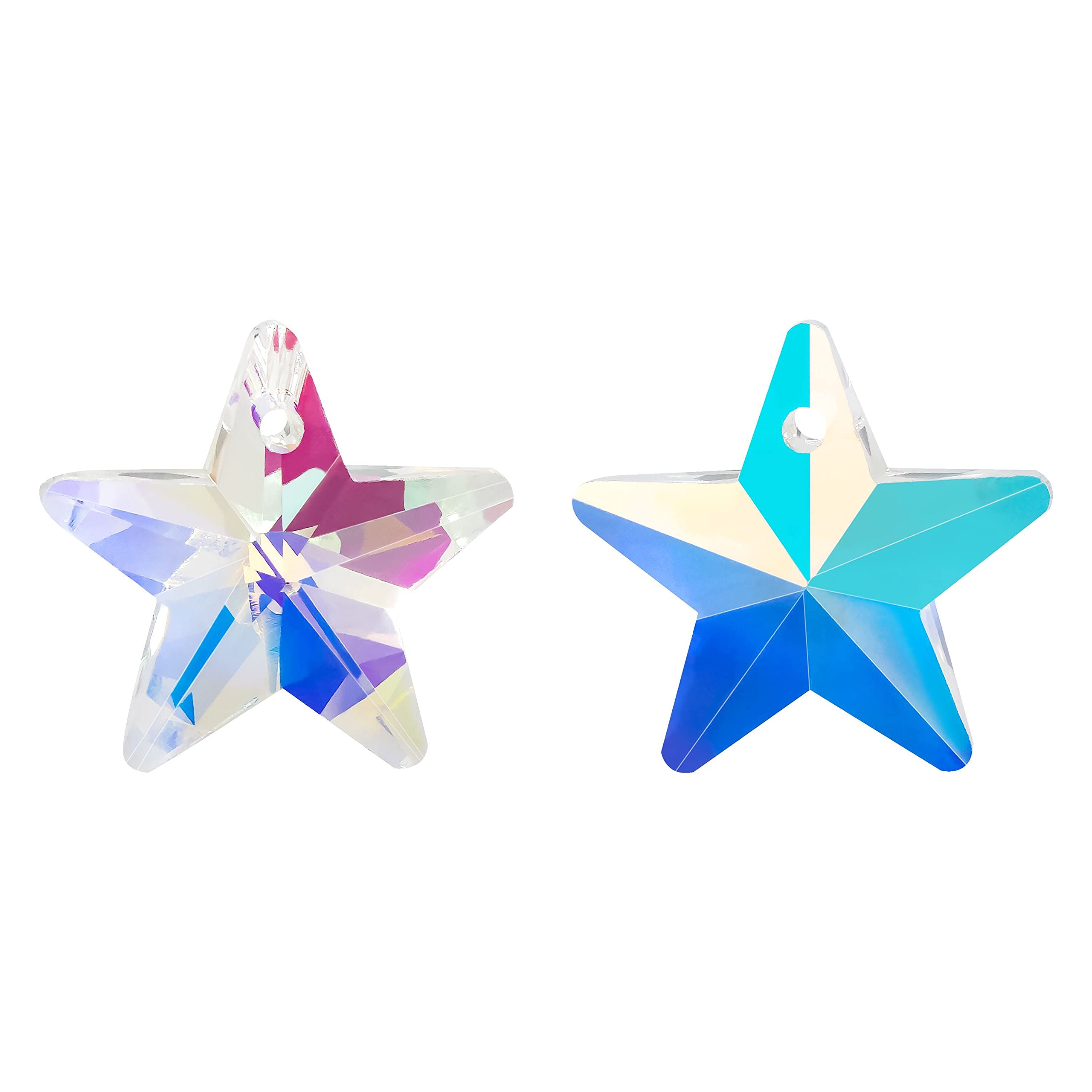 54pcs 18mm Clear AB Crystal Star Beads Faceted Glass Charms Star Shaped Crystal Pendants for DIY Bracelet Necklace Earrings Jewellery Making Chandelier Parts Lampwork Beads