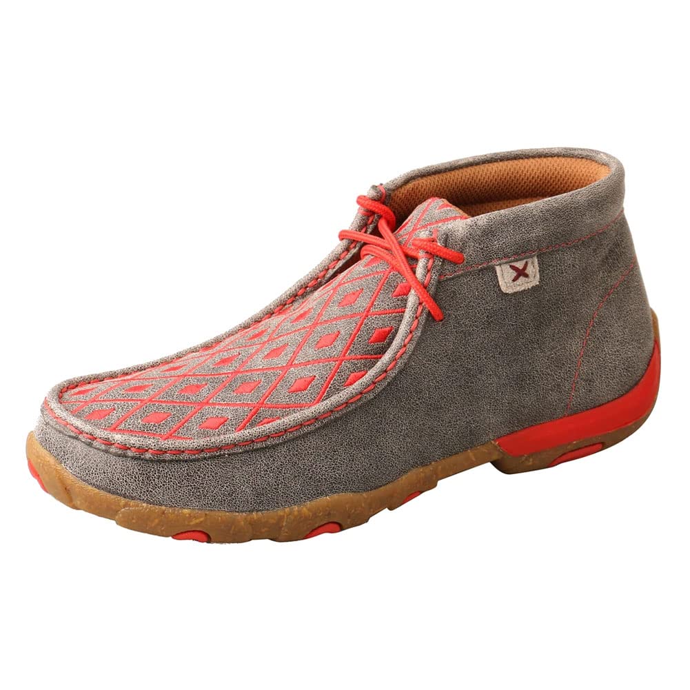 Twisted X Women's Chukka Driving Moc, Moc Toe with CellSole, Grey & Grenadine, 7.5 M Image
