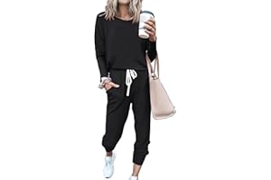 MASCOMODA 2024 Lounge Sets for Women Fall 2 Piece Outfits Tracksuit Jogger Set Long Sleeve Tops and Long Pants with Pockets