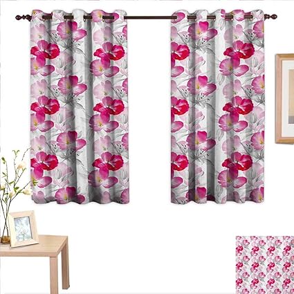 Amazon Com Superlucky Floral Decor Curtains By Watercolor Poppy