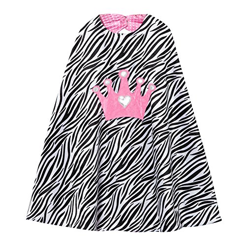 Zebra & Pink Reversible Birthday Princess Crown Cape