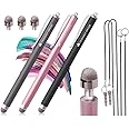 The Friendly Swede Mesh Tip Stylus Pen for Touchscreen — 3-Pack Micro-Knit Capacitive Stylus Pen for iPad & iPhone with 3 Replaceable Fiber Tips, Elastic Lanyards & Screen Cleaning Cloth
