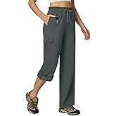 Casei Women's Cargo Capris Quick Dry Lightweight Water Resistant Roll Up Hiking Pants with 6 Pockets Travel Casual Outdoor