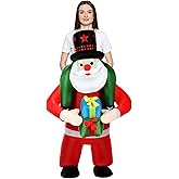 Jenaai Christmas Inflatable Rider Costumes Santa Inflatable Costume Xmas Blow up Riding Dress for Men Christmas Cosplay Party