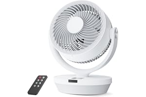 PNTCK Air Circulator Fan for Bedroom, 13" Table Fan with Remote, 90° Oscillating & 120° Tilt, 60ft Strong Airflow, Quiet 25dB Electric Fan with 4 Speeds, 4 Modes & 12H Timer