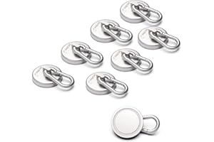 Ant Mag Magnetic Hooks 140LBS Heavy Duty Neodymium Magnet with Swiveling Carabiner Magnet Snap Hook for Indoor/Outdoor Hanging Bag Kitchen Garage Magnet Type Cruise Ship Magnetic Hook (8 Pack)