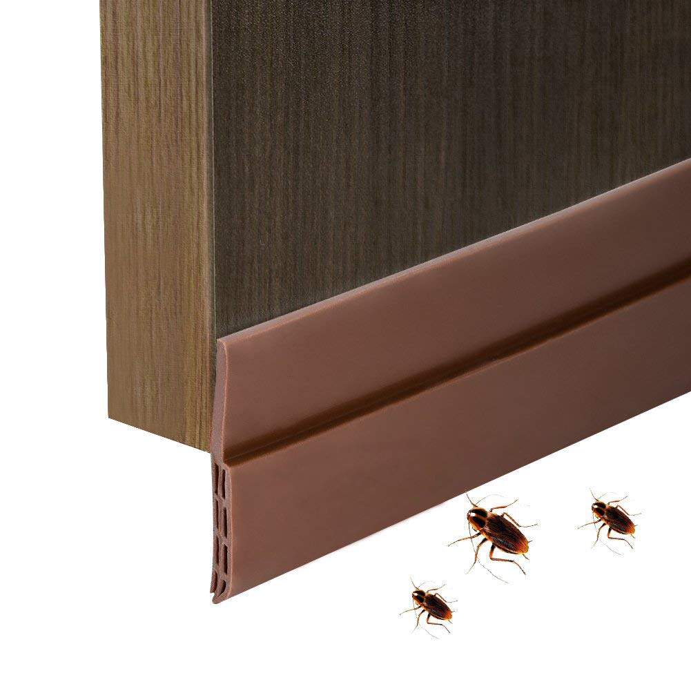 Coquimbo Burlete bajo puerta, burlete autoadhesivo de goma de silicona, aislamiento acústico / a prueba de viento / tira de sellado a prueba de polvo (marrón)