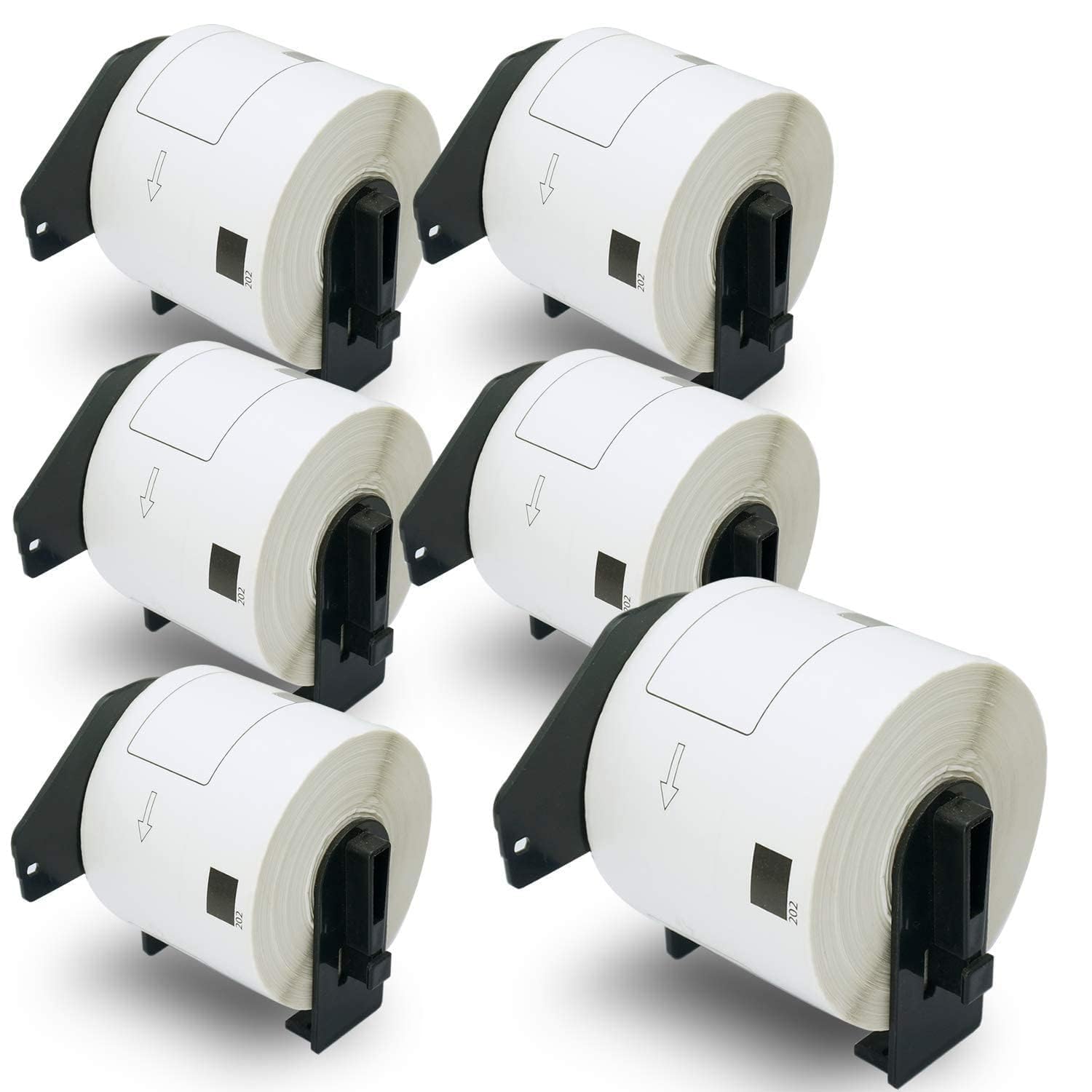 BETCKEY - 6 Rolls DK-11202 Labels, 62mm x 100mm, 1800 Shipping Labels Compatible with Brother QL Label Printers