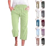Capri Pants for Women Casual Summer Cotton Linen