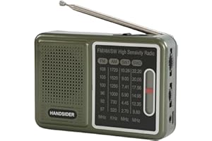 HANDSIDER FM AM SW Transistor Radio with Rechargeable Battery, Portable Pocket Radio with Full Shortwave, Mini Battery Operated Shortwave Emergency Tool, Type C Charging & Headphone Jack(Full Shortwave Version)