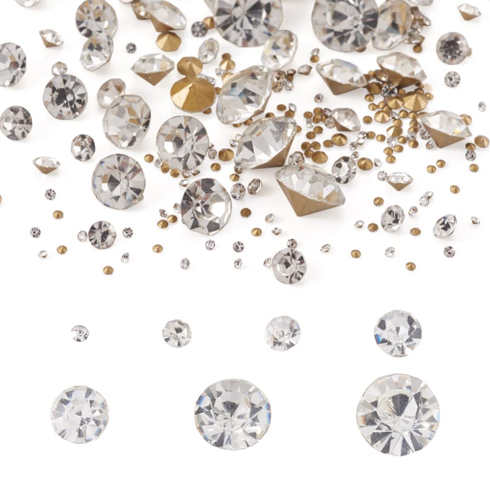 Cheriswelry 2600pcs Glass Pointed Back Rhinestone Crystal Faceted Diamond Loose Stone Clear Rhinestone Cabochons for Nail Art Jewelry Making