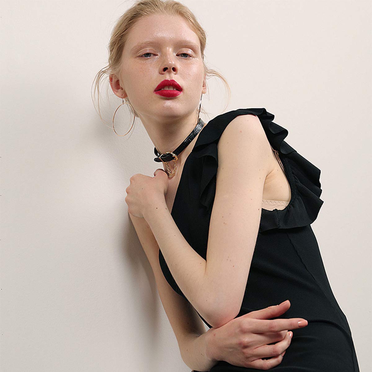 Mocalady Jewelers Womens Hoop Earrings 18 K Gold Stainless Steel Jewelry Ear Loop 60 MM