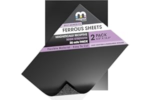 THE MAGNET SHOP TMS Magnet Receptive Sheets with Adhesive Backing for Craft and Magnetic Miniatures Storage | Flexible Rubber Sheet Metal (Standard Strength, Self-Adhesive Ferrous 50mil, 2 Pack of 8.5" x 12.3")