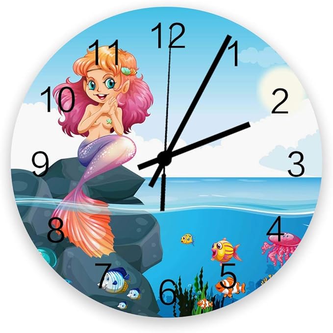 Kncsru Reloj de Pared Redondo Grande de Arrecife de Peces con diseño de