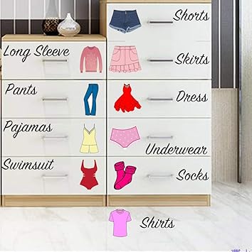 Dresser Clothing Decal Girl Dresser Labels For Bedroom Decor