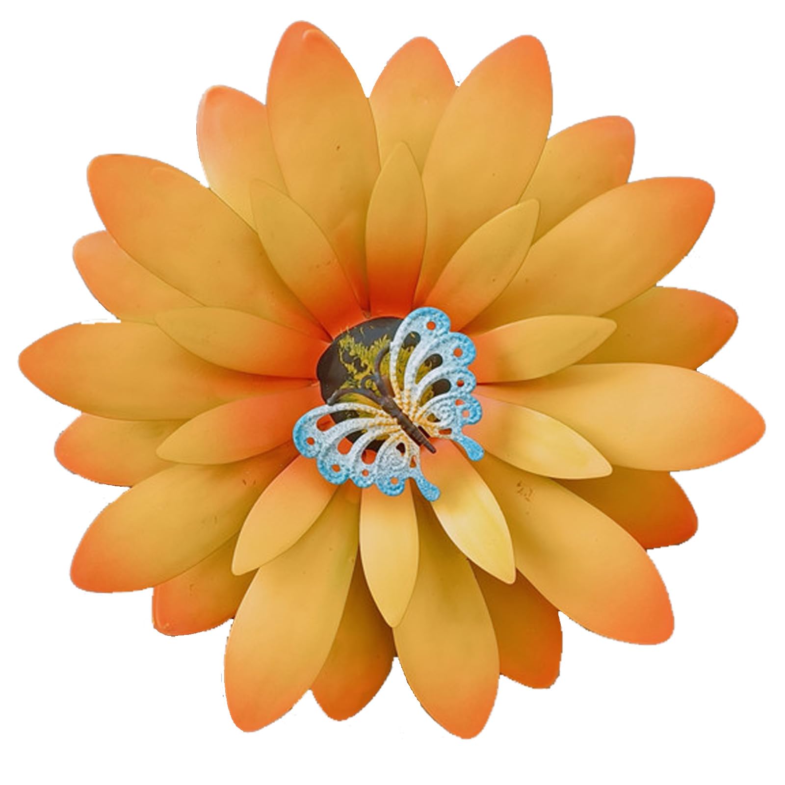 Generic Metal Yellow Flowers Wall Decor, 21x21cm Large Metal Wall Art, Floral Hanging Sculpture for Outdoor Indoor Home Living Room Bedroom Office Garden Decoration