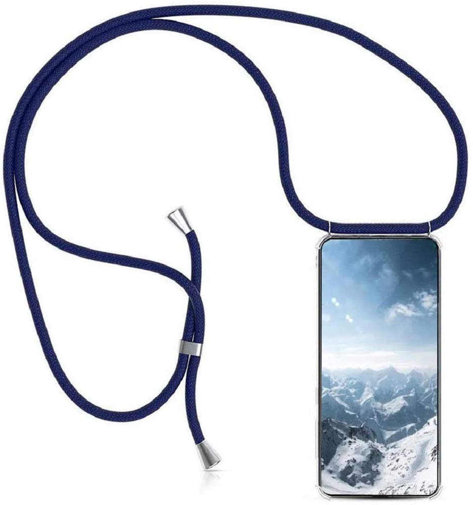 Necklace Case for Vivo Y52 5G / Y72 5G Cover with Neck Strap Phone Chain Case Crossbody Necklace with Cord Transparent Silicone Case with Adjustable Lanyard Case with Strap Cord, Dark blue