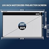 WASJOYE 100" Motorized Projector Screen 16:9 8K HD with Remote Control view 2