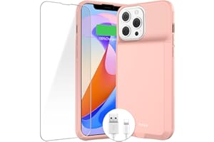 ZENEE for iPhone 13/13 Pro/14/14 Pro Battery Case，2025 New Ultra-Slim 7000mAh Portable Rechargeable Charger Case Cover for iPhone 13，14，14 Pro，13 Pro Charging Case -6.1inch，Pink