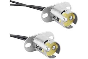 IHOTDER 2PCS Car Bulb Socket,BA15D Car Light Bulb Socket Adapter with 2 Wire Connectors,Multi-Purpose BA15D LED Bulb Socket Holder for Brake Light/Turn Signal Light/Tail Lights (BA15D/Short)